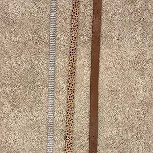 Lot SHEIN Women’s Belts Leopard Print Silver Rhinestone Brown Leather
